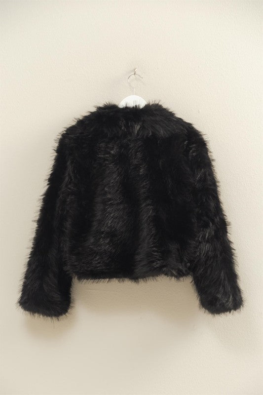 Urban Chic Faux Fur Jacket- Black