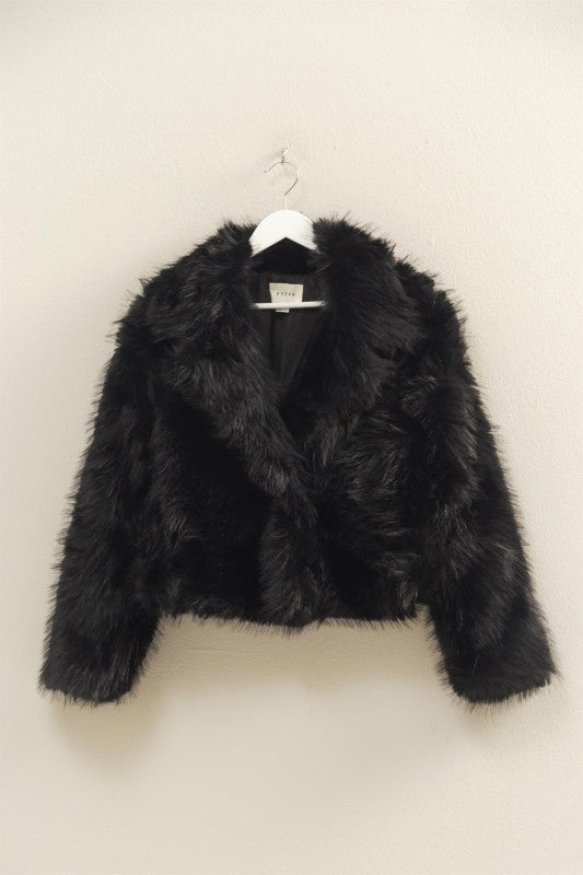 Urban Chic Faux Fur Jacket- Black