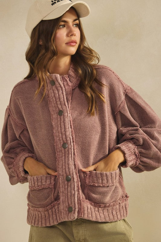 Just In Time Cardigan Jacket- Rose
