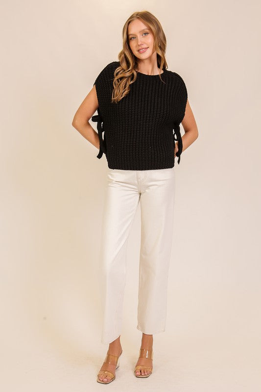 Tesla Textured Knit Top- Black