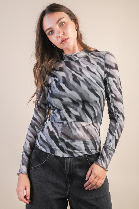 Wild Chic Mesh Top- Black