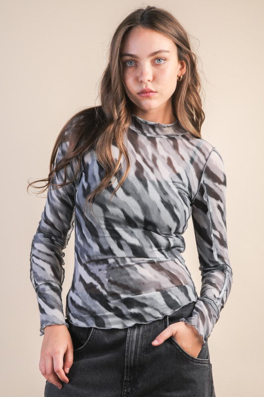 Wild Chic Mesh Top- Black