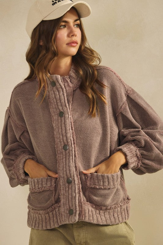 Just In Time Cardigan Jacket- Mocha
