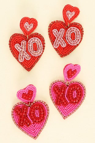 Heart XO earring- RED