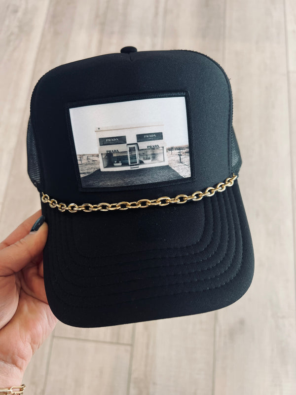 Prada Black & White Trucker Hat