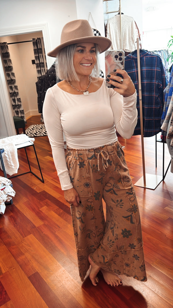 Hazels Cozy Knit Pants-Mocha