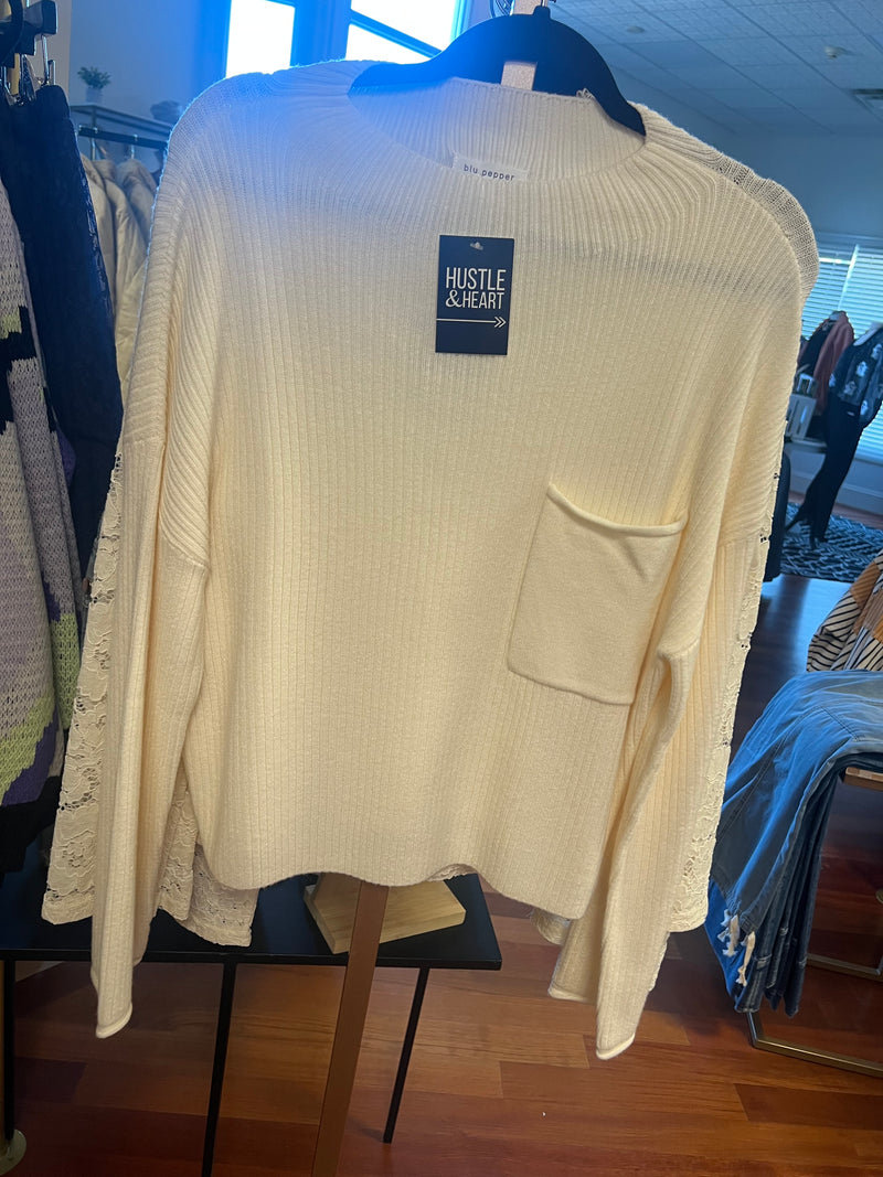 Medium Fall Days Ribbed Sweater-Cream