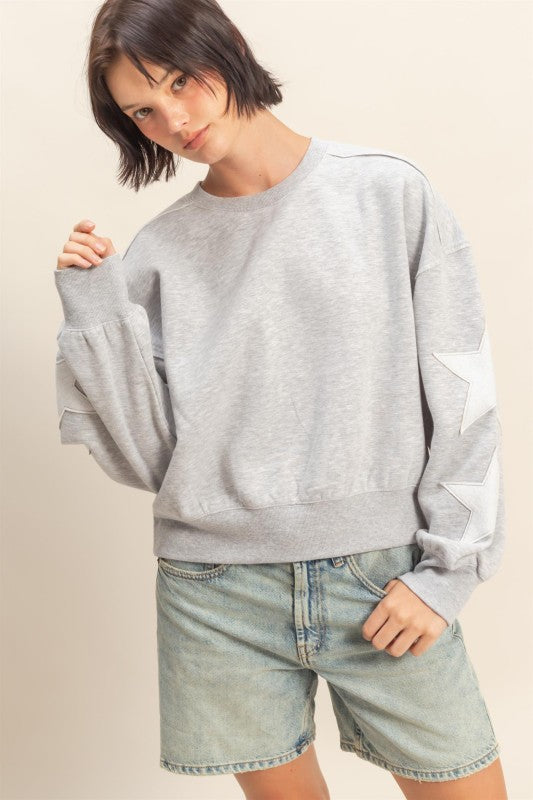 Cozy Star Sweatshirt-Gray