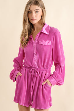 Stand Out Romper- fuchsia