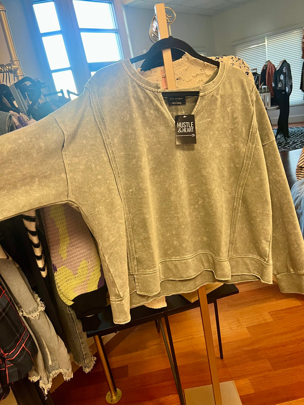 Large Forever Fall Long Sleeved Top- Green