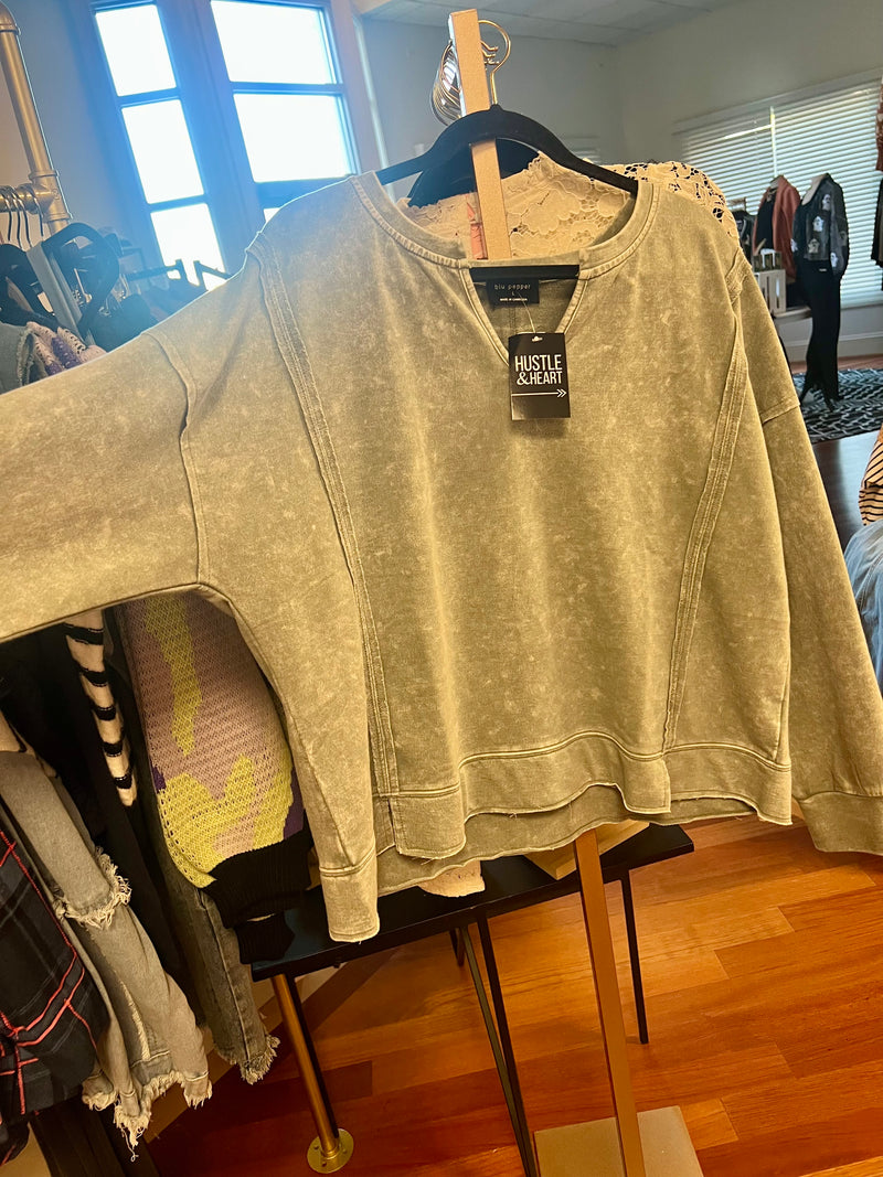 Large Forever Fall Long Sleeved Top- Green