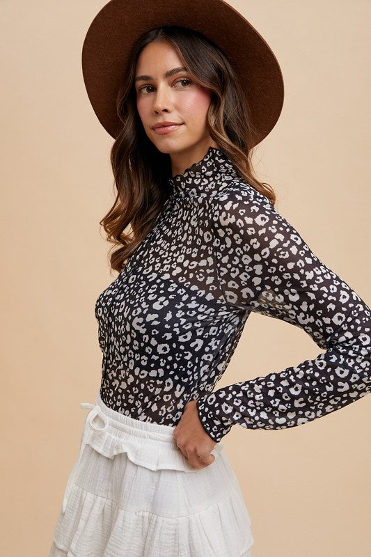 Wild At Heart Black & White Mesh Top