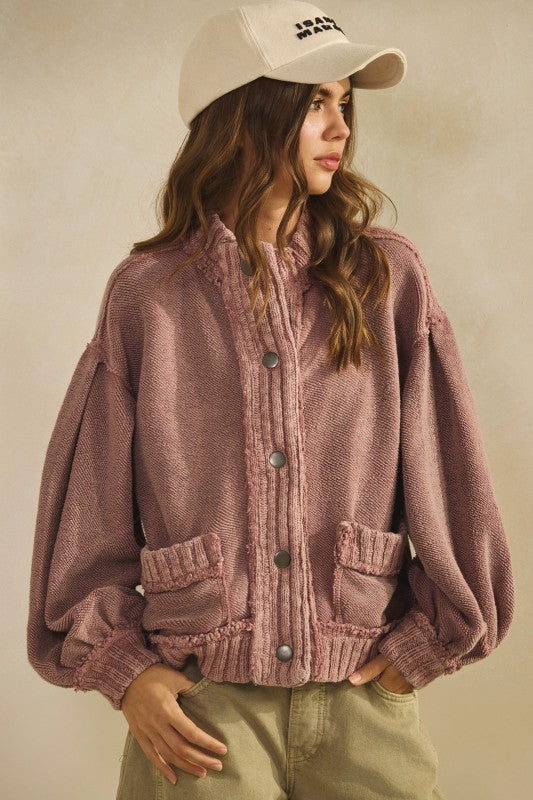 Just In Time Cardigan Jacket- Rose