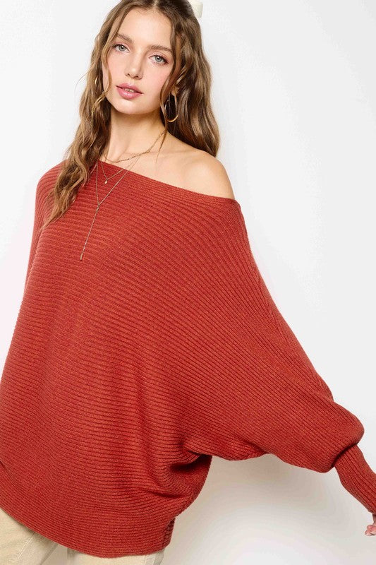 Cheers Ribbed Sweater- Terracotta