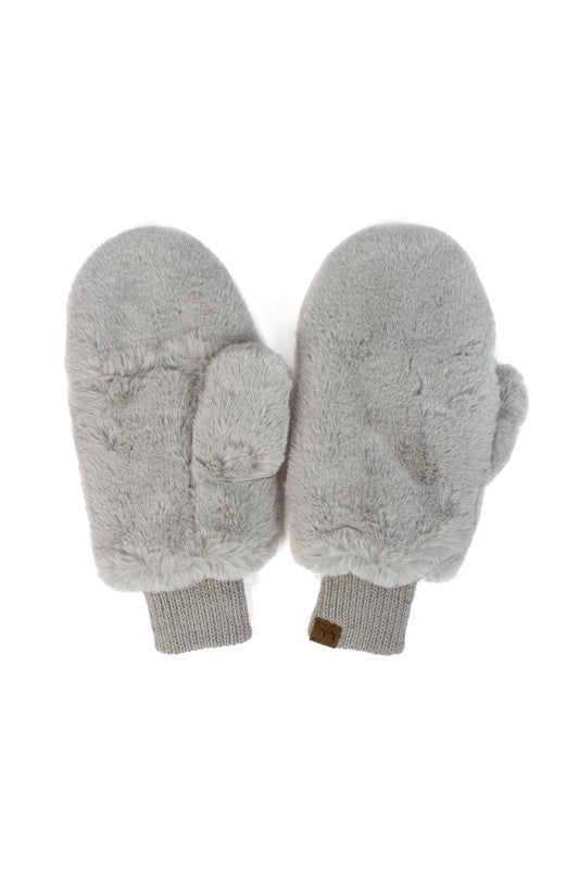 Margo Fur Mitten- Gray