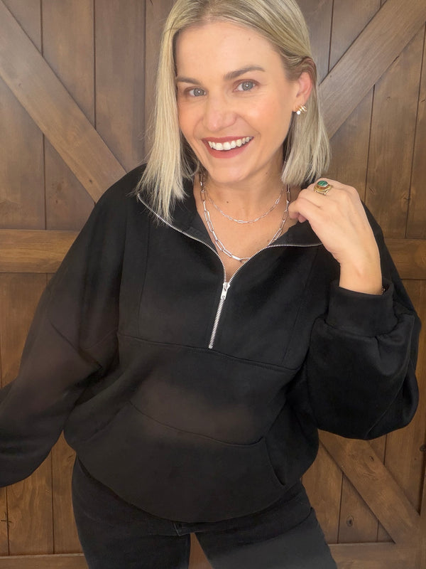 Suede Days Black Pullover
