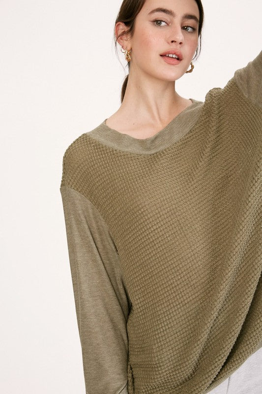Hadley Waffle Knit- Olive