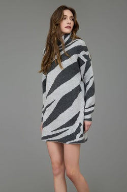 Zebra Print Sweater Dress