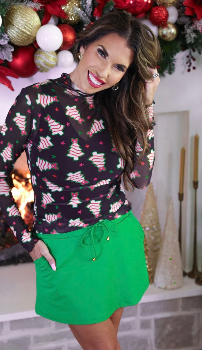 Christmas Tree Mesh Top