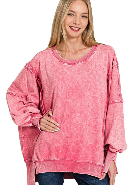 Melrose Place Oversized Sweatshirt- Pink