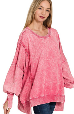 Melrose Place Oversized Sweatshirt- Pink