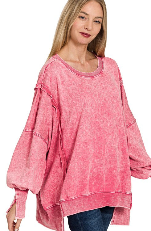 Melrose Place Oversized Sweatshirt- Pink