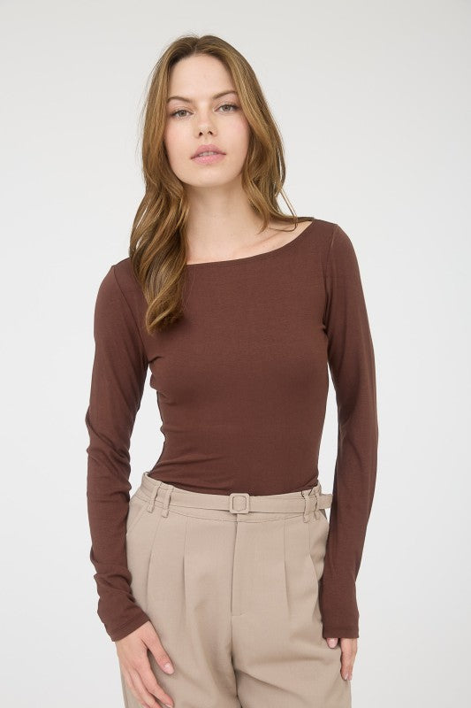 Bethany Boat Neck- Chocolate