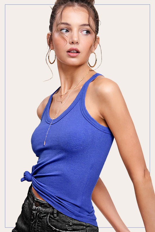 Criss Cross Tank- Blue