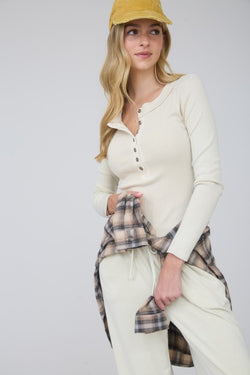 Harlow Washed Henley: Ivory