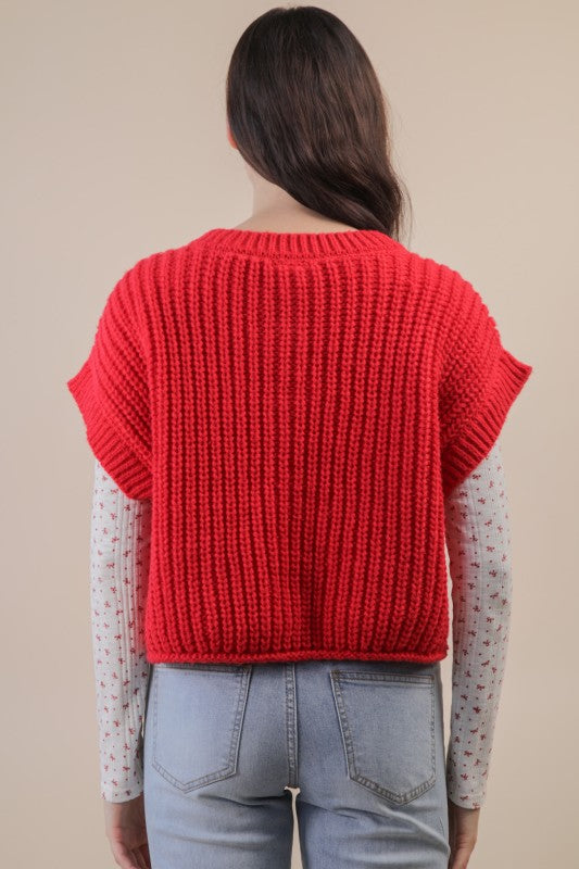 Roxy Red Button Up Sweater Tank