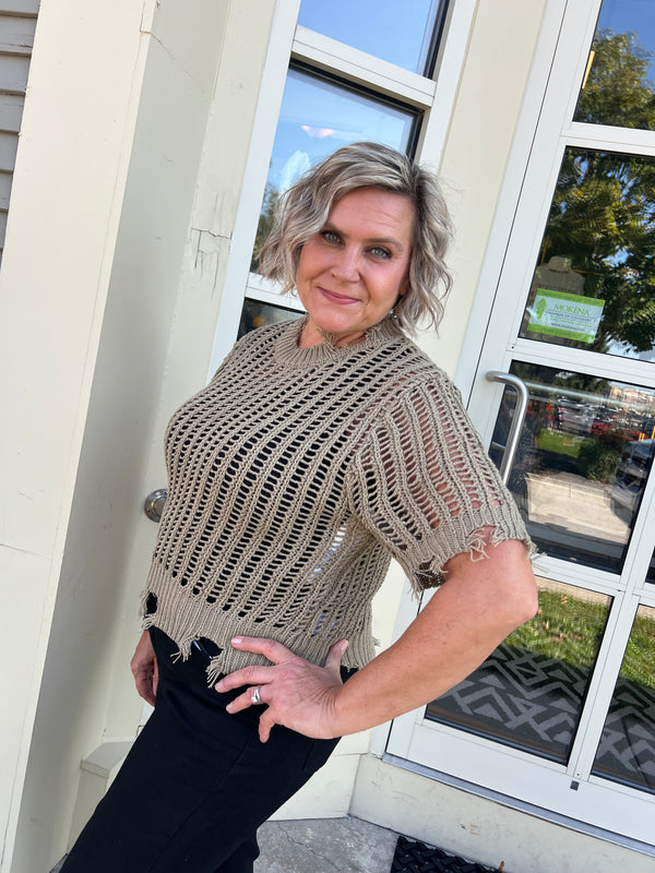 Cat Crochet Fall Top - Olive You