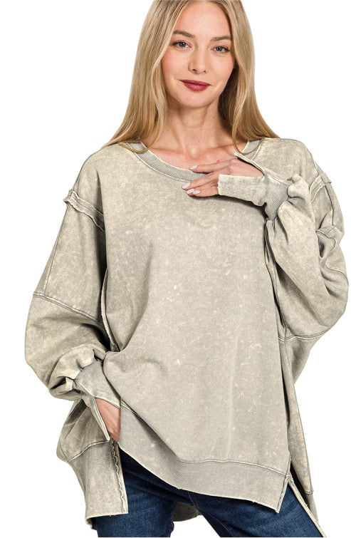 Melrose Place Oversized Sweatshirt- Sleet