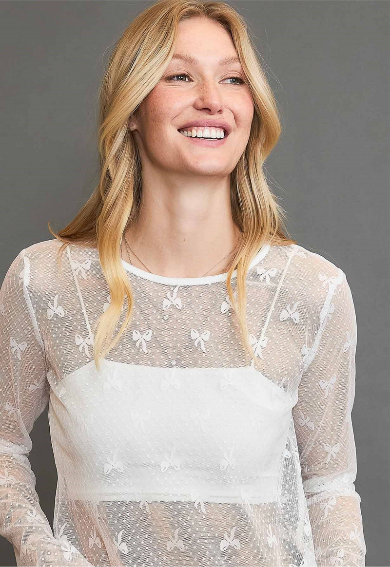 Britt Bow Lace Top- White