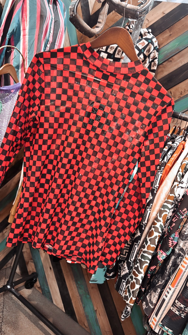 Check It Out Top- Red/Black