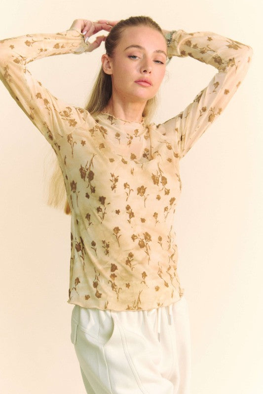Viv Floral Mesh- Cream