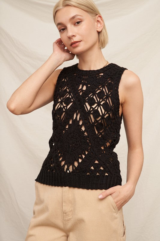 Betsy Black Crochet Top