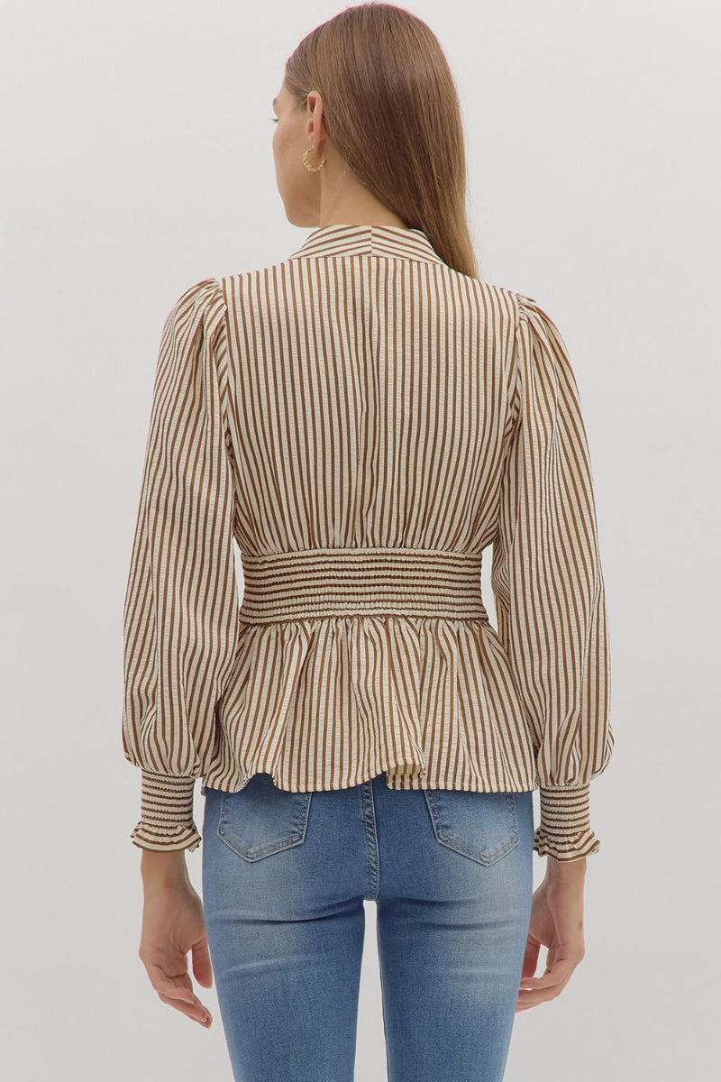 Ellie Striped Top- Brown