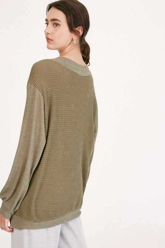 Hadley Waffle Knit- Olive