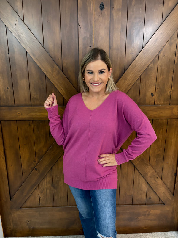 Around Town Sweater- Bold Magenta