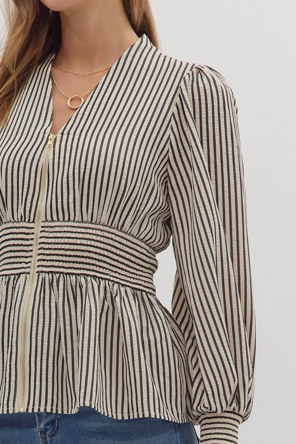 Ellie Striped Top- Olive