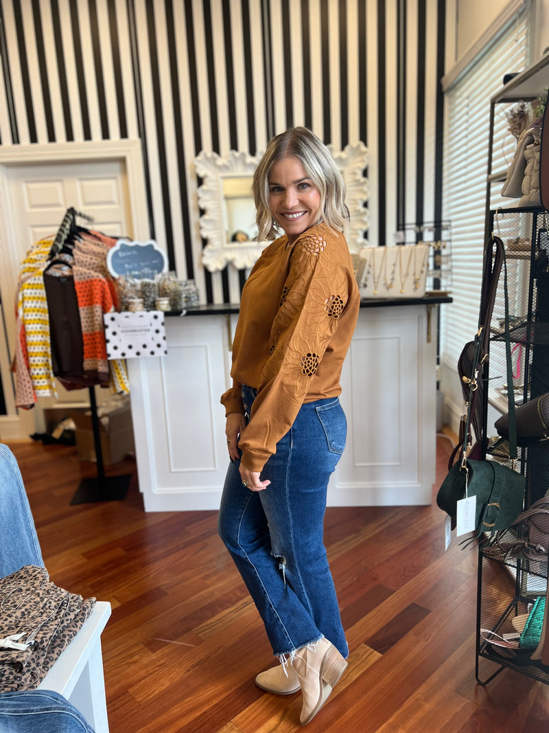 Erika Embroidered Sweater- Camel