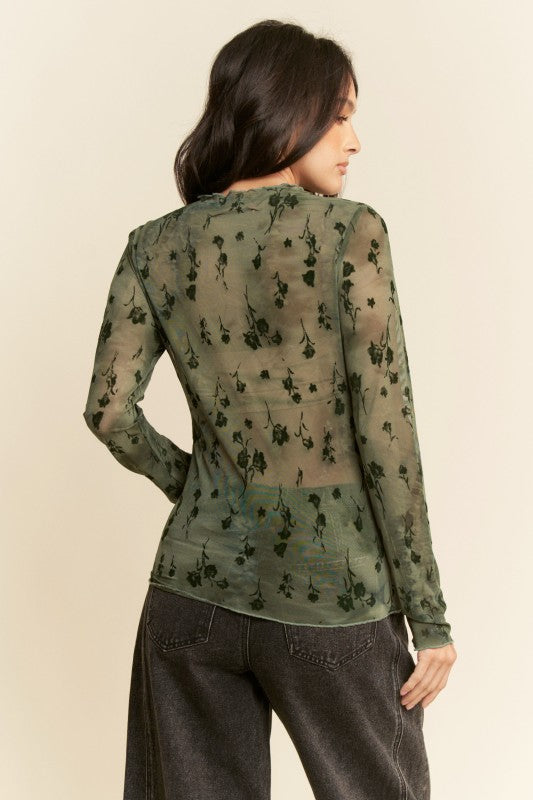Viv Floral Mesh- Olive