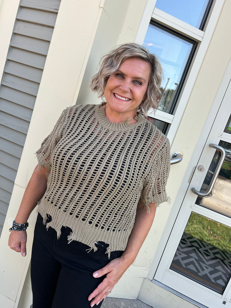 Cat Crochet Fall Top - Olive You