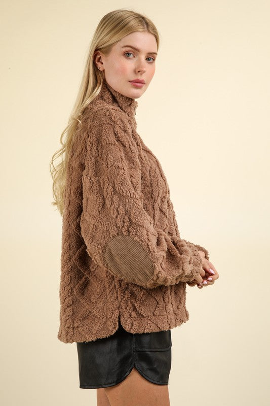 Cozy Days Sherpa Pullover- Mocha