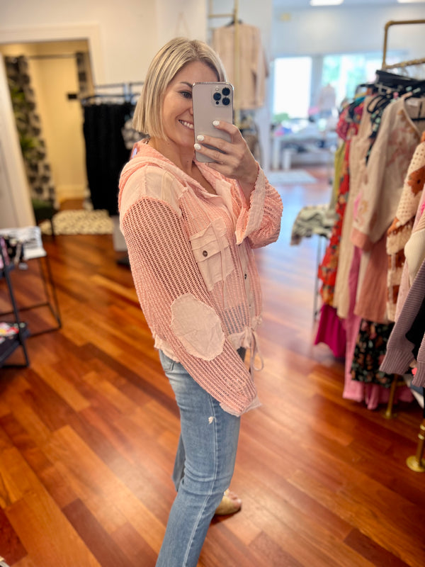 Mallory Crochet Top- Coral
