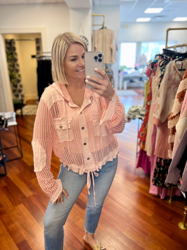 Mallory Crochet Top- Coral