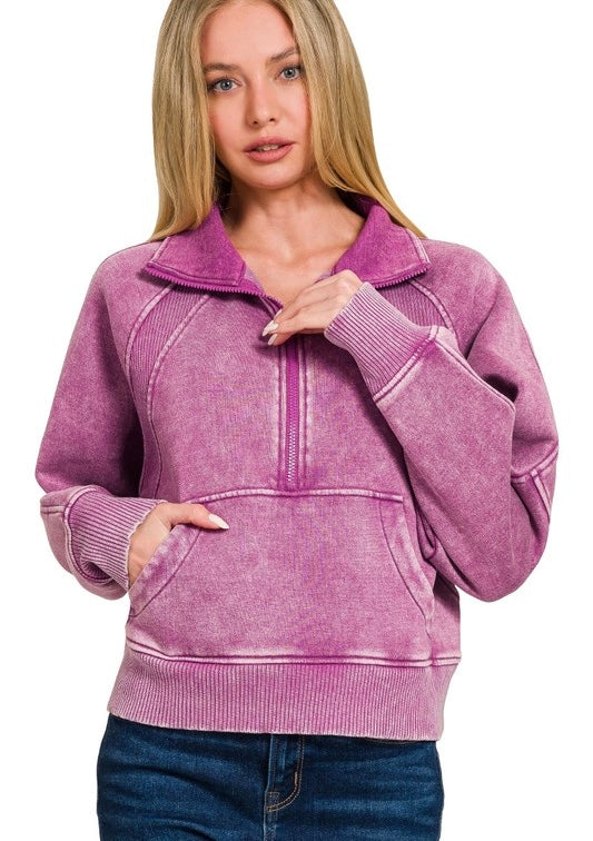 Cozy Babe Zip Up- Plum