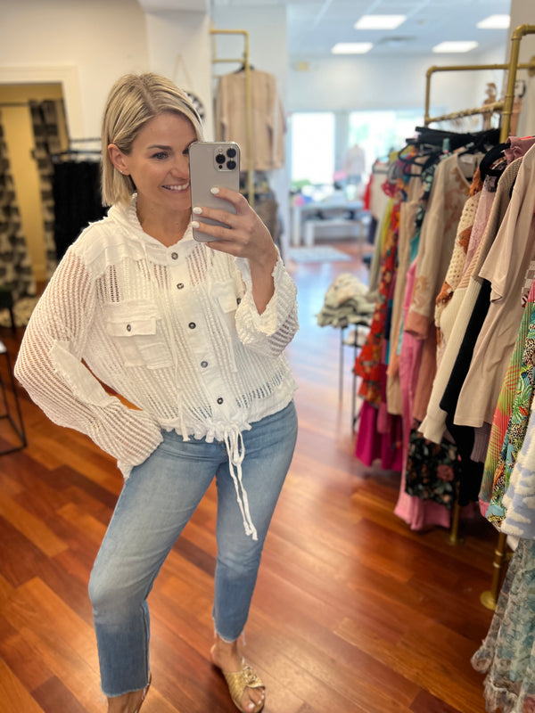 Mallory Crochet Top-White