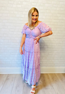 Serena Textured Maxi Dress- Lavender