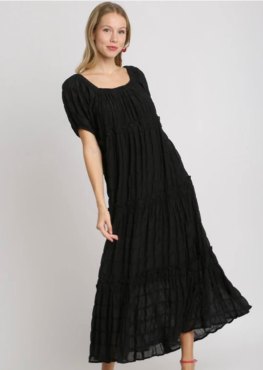 Serena Textured Maxi Dress- Black